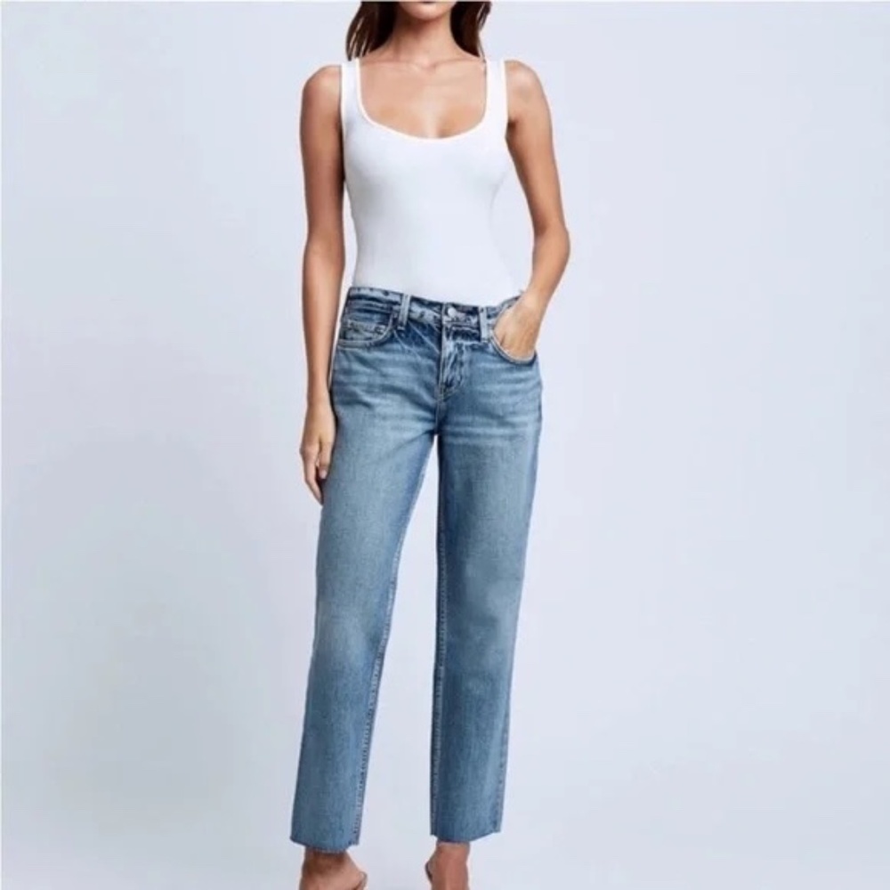 L’AGENCE Milana  Low Rise Crop Ravine Acid Wash Raw Hem Jeans Size 26